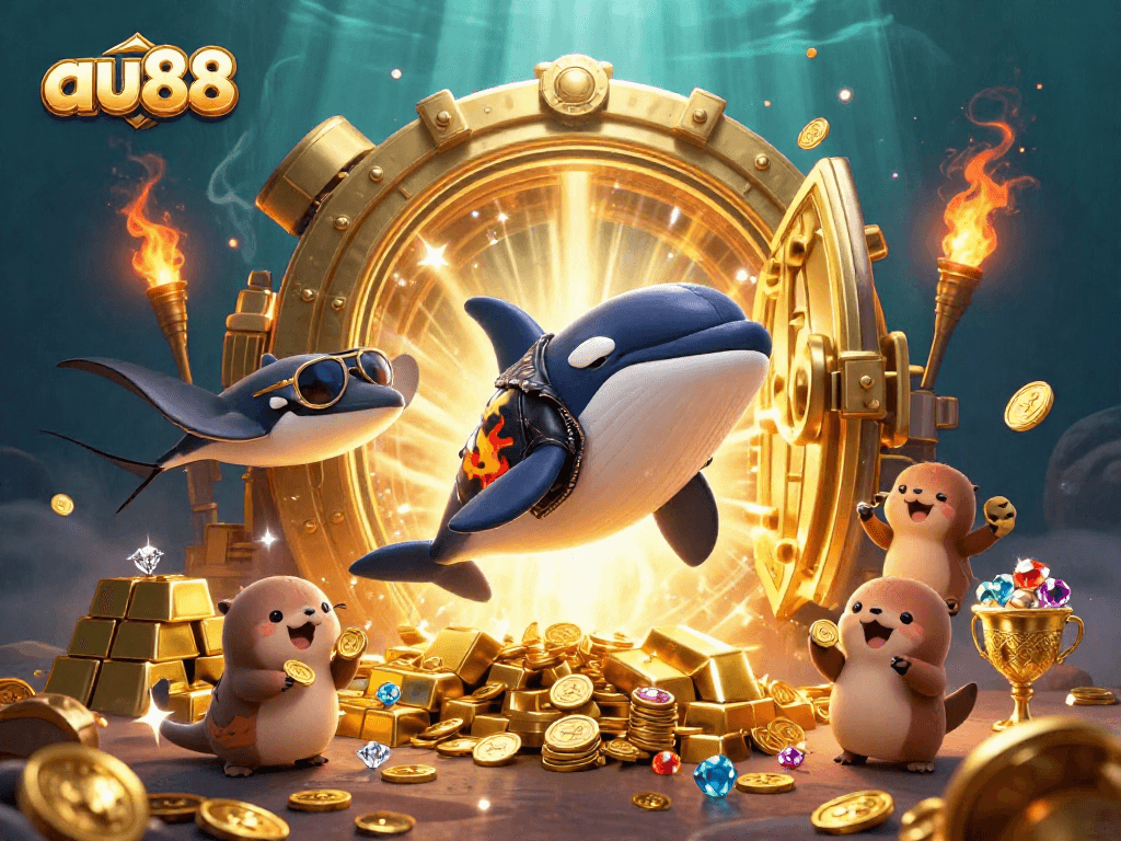 Experience winning strategies with au88 in a vibrant casino scene filled with treasures and fun elements.