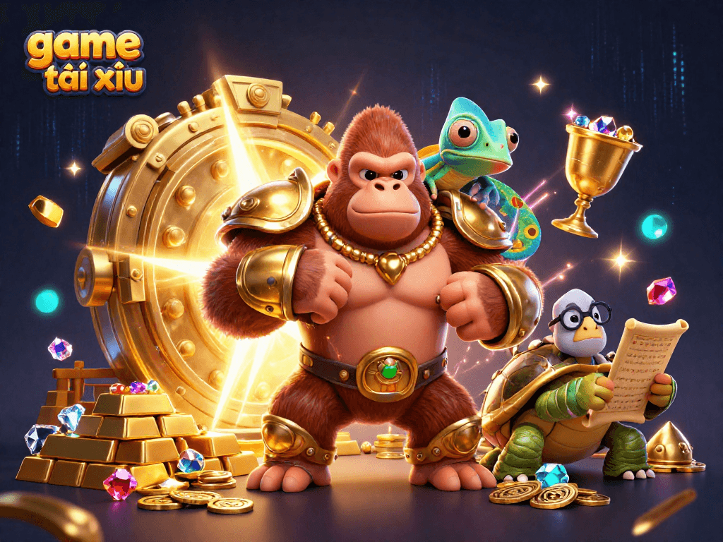 Engaging game tài xỉu scene with colorful characters and rich casino elements for thrilling gameplay.
