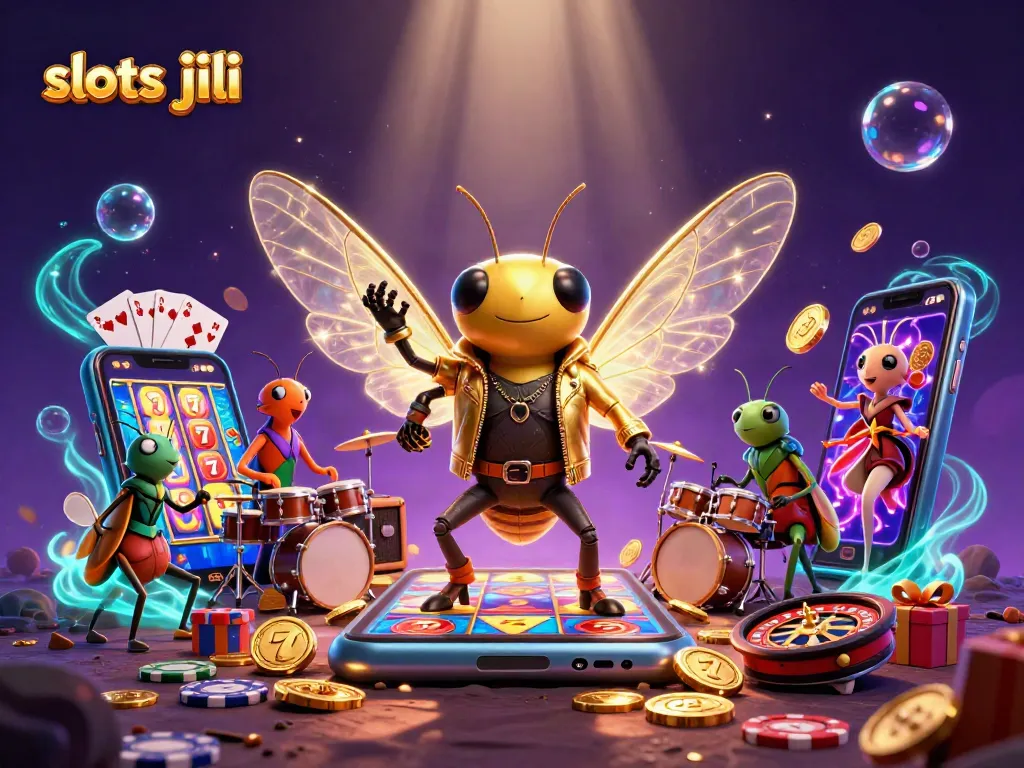 Experience the excitement of slots jili with a vibrant 3D illustration showcasing dynamic gaming elements.