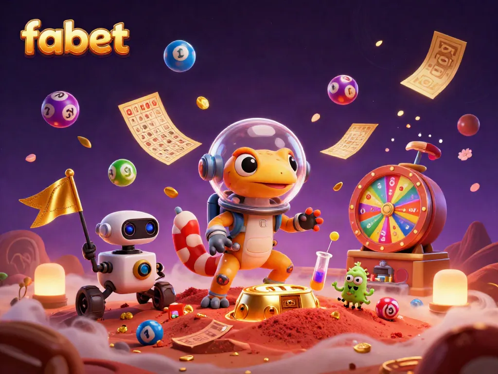 Fabet offers thrilling gaming experiences as a 3D cartoon Martian gecko discovers a golden casino.