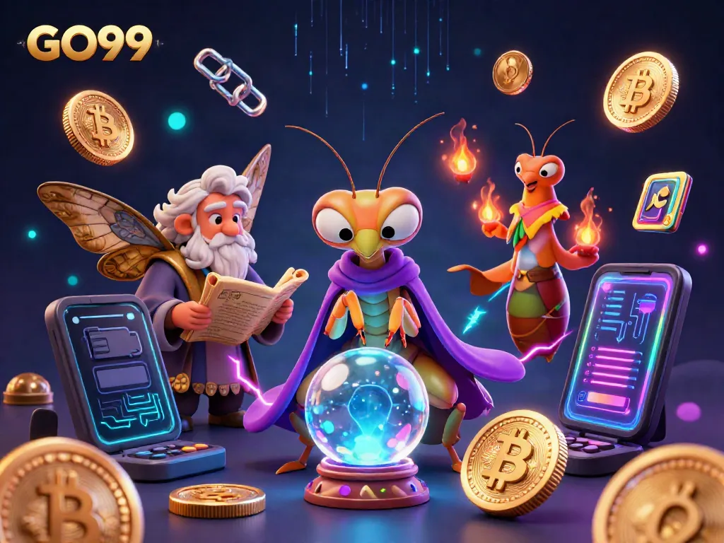 Experience the magical GO99 casino journey with enchanting characters amidst dynamic gaming elements.