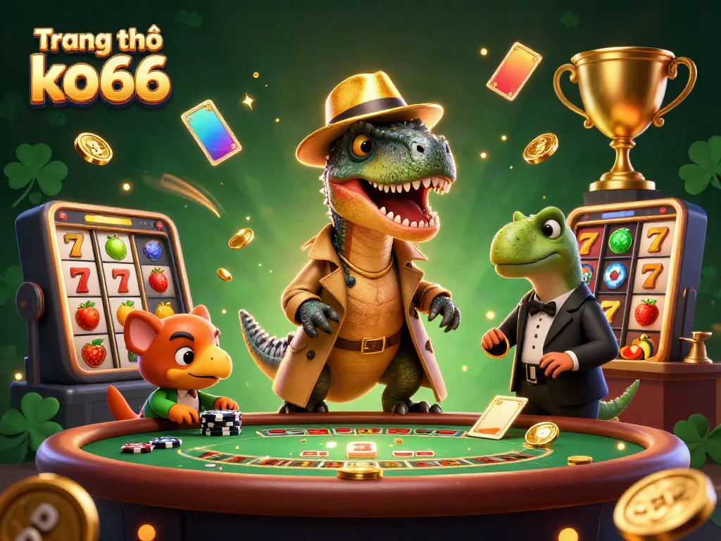 Experience excitement at Trang chủ ko66 as a velociraptor card counter blends into a thrilling blackjack table scene.