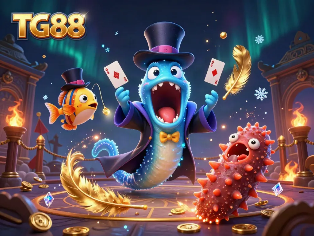 Engage in adventure with TG88's captivating underwater magic show featuring an eel performing card tricks.