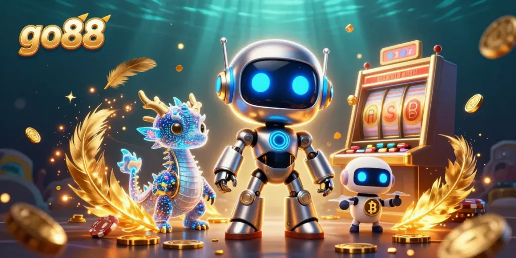 Engage in thrilling gaming adventures with go88's colorful characters and vibrant casino elements.