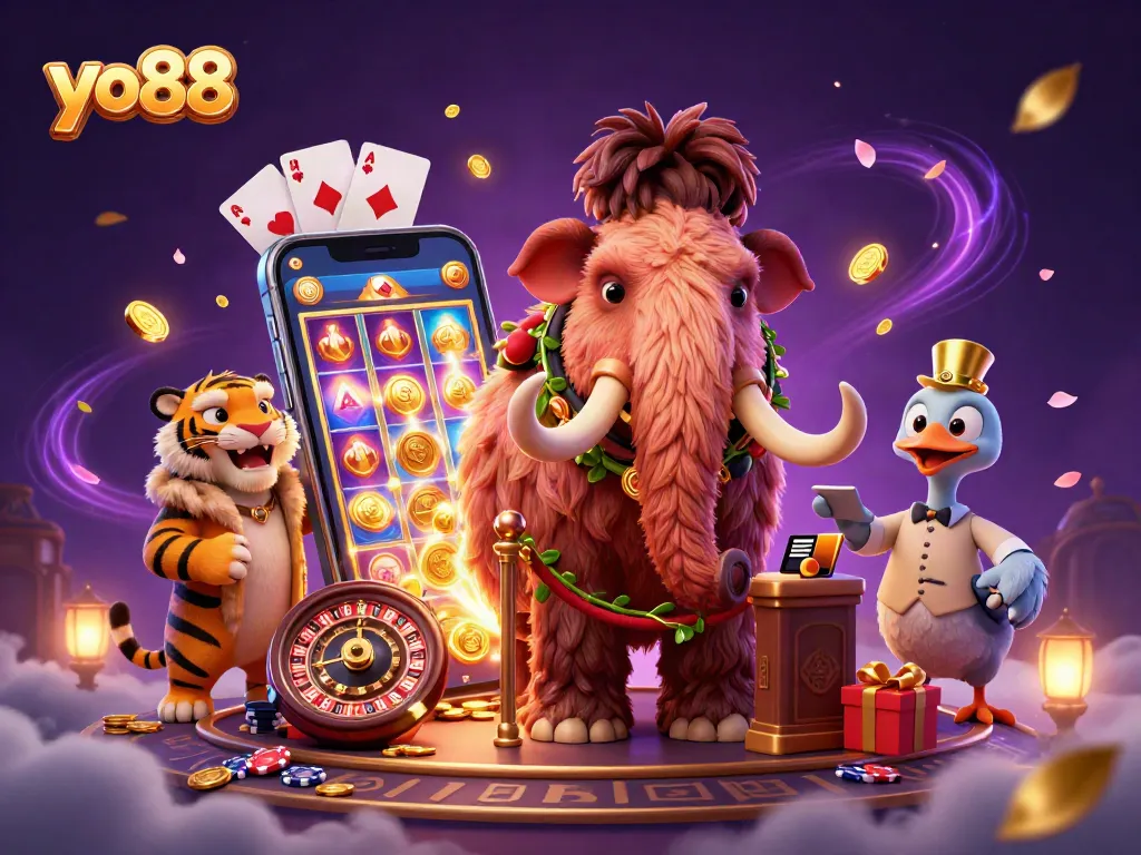 Experience thrilling gameplay with yo88, a virtual casino featuring a vibrant scene of characters.