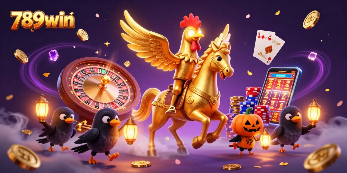 Winning scene with 789win featuring a golden rooster and casino elements.