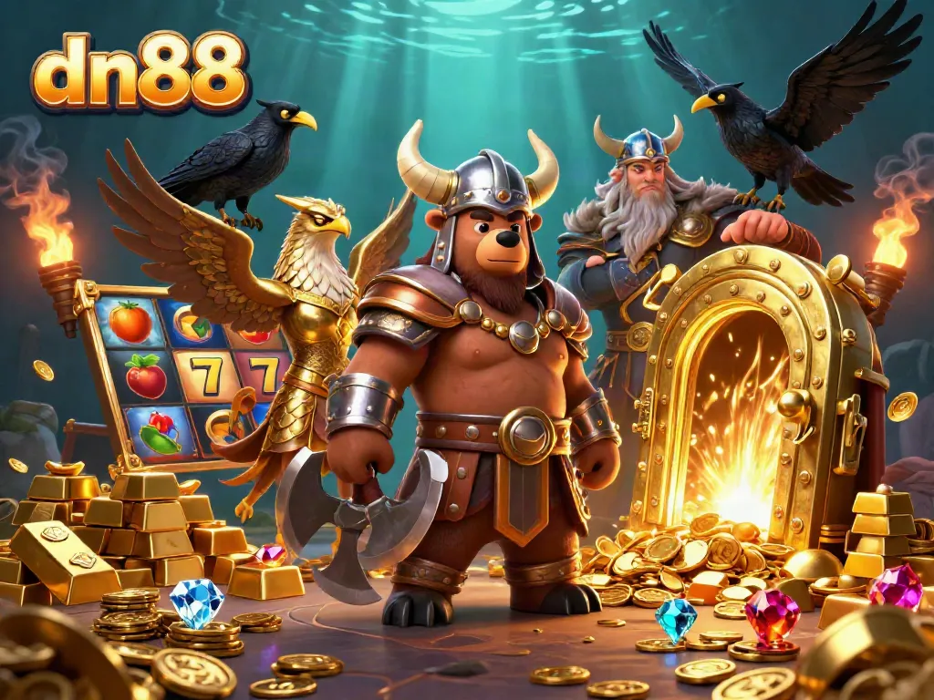 Experience thrilling dn88 slot games with a Viking, Valkyrie, and treasure trove in stunning detail.