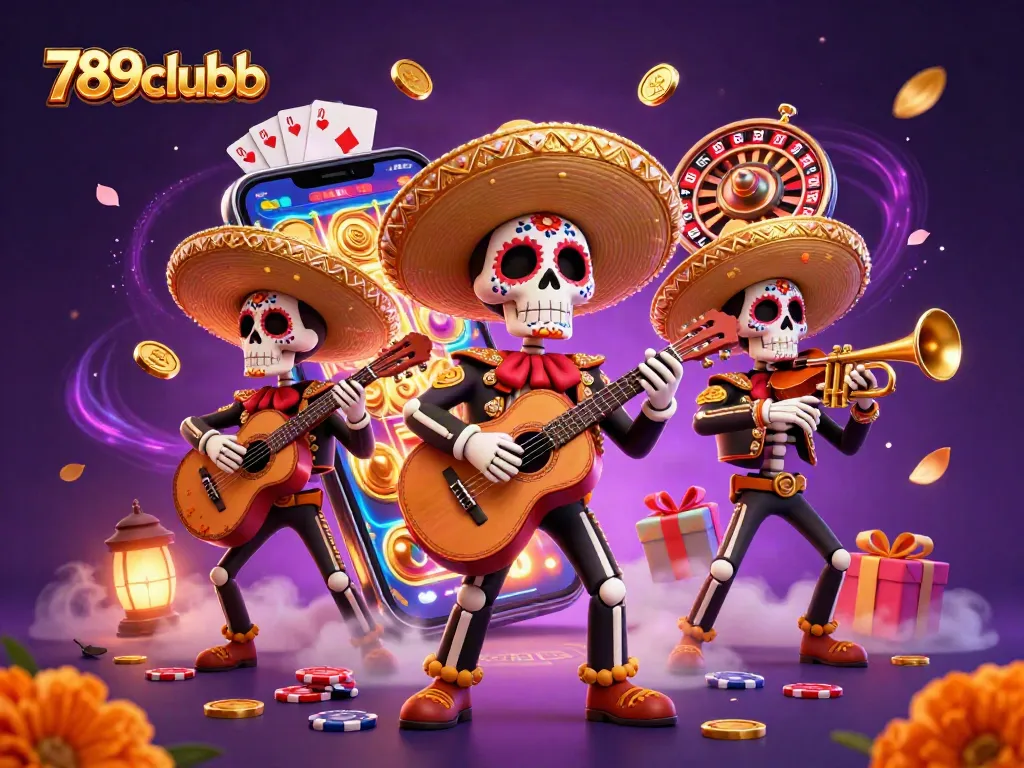 Join the 789clubb experience with a vibrant 3D scene showcasing exciting gaming elements.