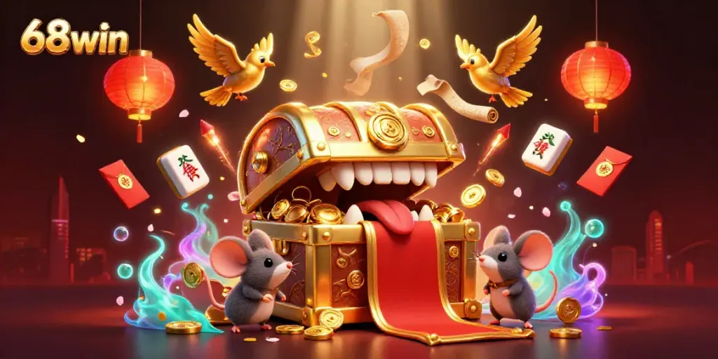 Uncover the treasures of 68win with a vibrant scene full of adventure and excitement, perfect for gamblers.