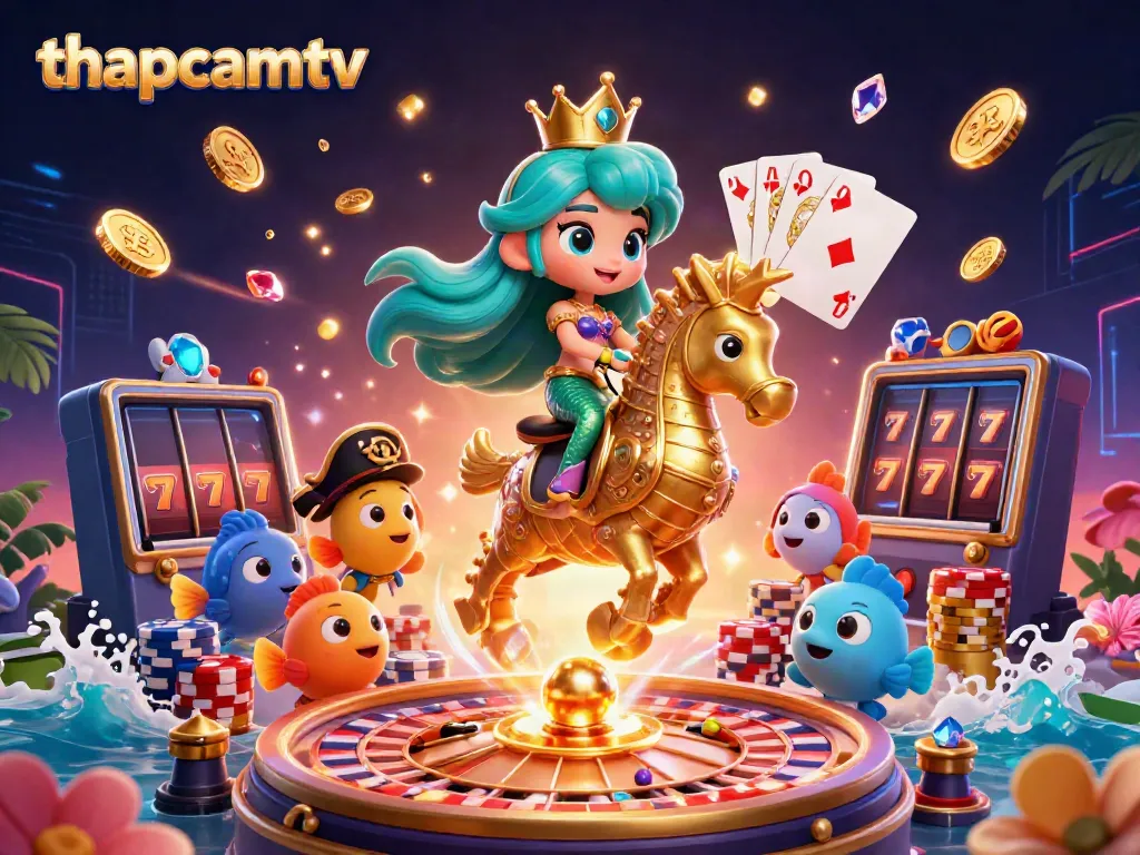 Engage in vibrant gameplay with thapcamtv featuring a mermaid, seahorse, and colorful fish in a rich casino scene.