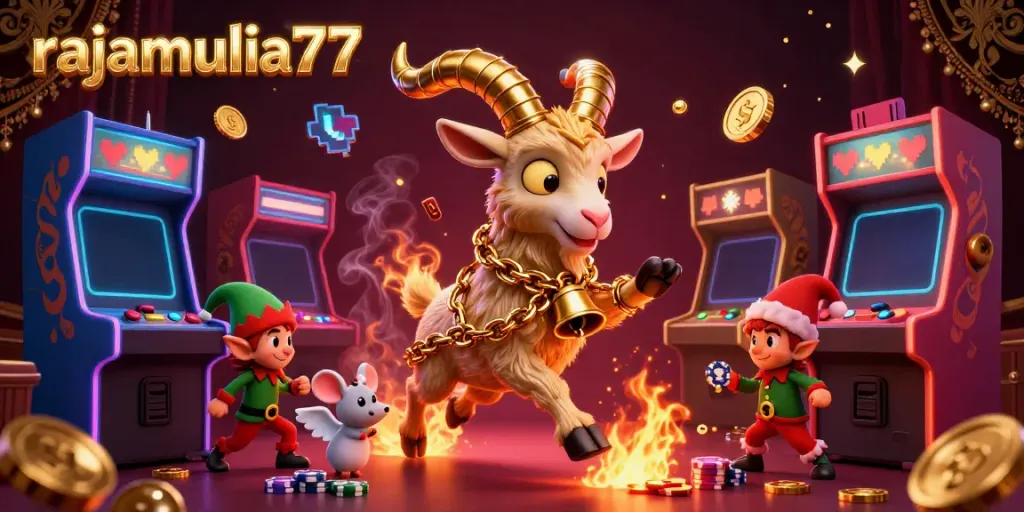 Serunya bermain di rajamulia77 dengan karakter kartun Krampus dan elf dalam kasino.