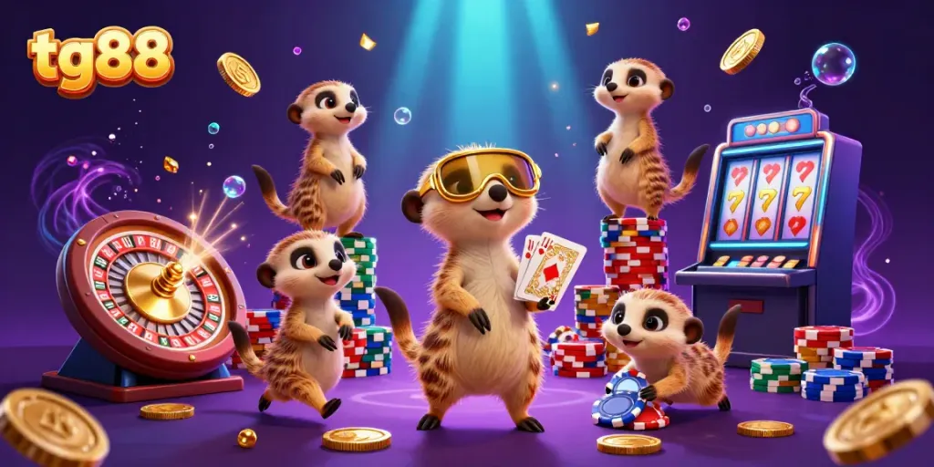 Experience thrilling gameplay at tg88 with animated meerkats showcasing casino excitement.
