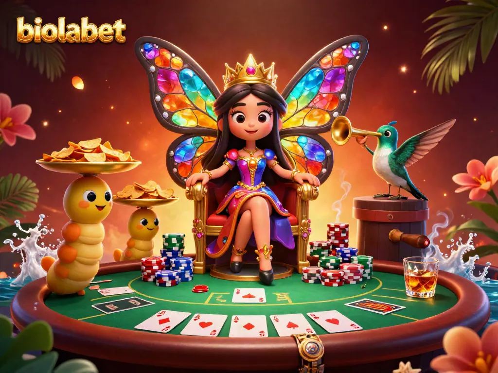 Experience biolabet's vibrant gaming world with a butterfly queen and poker riches.