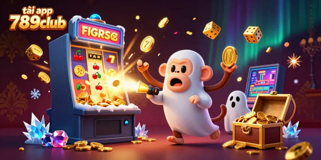 Engage in fun gambling with tải app 789club, featuring vibrant casino scenes and interactive game elements.