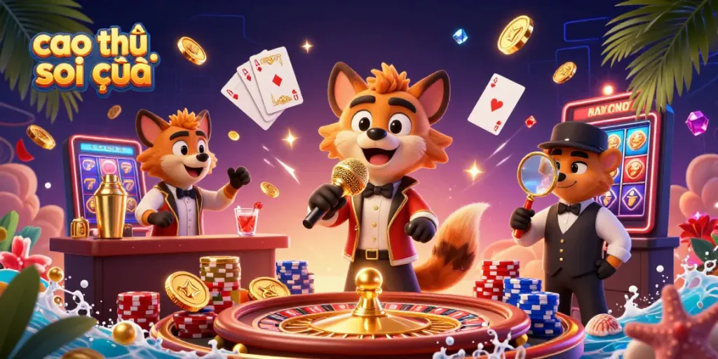 Catching the excitement at the casino, 'cao thủ soi cầu' in action with vibrant hyena characters.