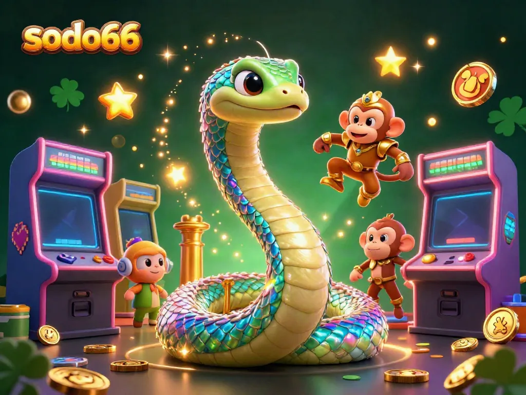 Engage with Sodo66's vibrant casino adventure featuring a rainbow serpent and a monkey king.
