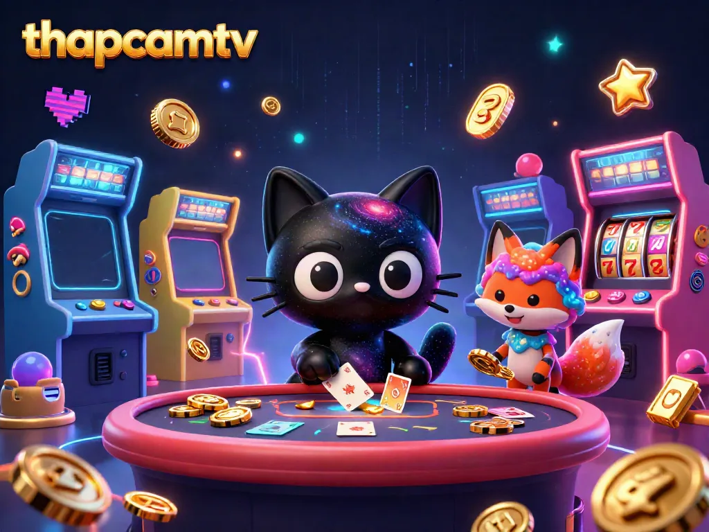 Experience thapcamtv with a cosmic gambling scene featuring vibrant characters and casino elements.
