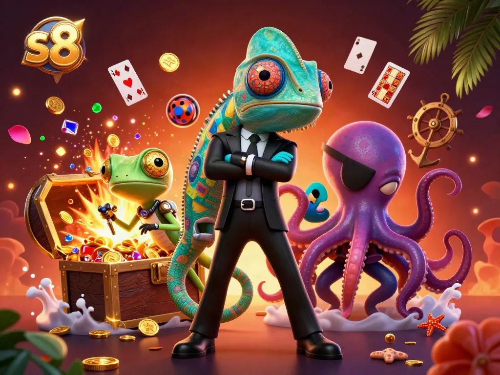 Experience the thrill of s8 with vibrant characters and dynamic gameplay elements in a colorful casino-themed scene.