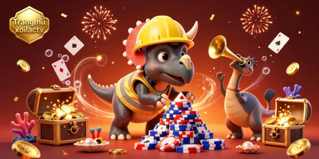 Xoilactv offers thrilling poker chip action in an exciting animated scene.