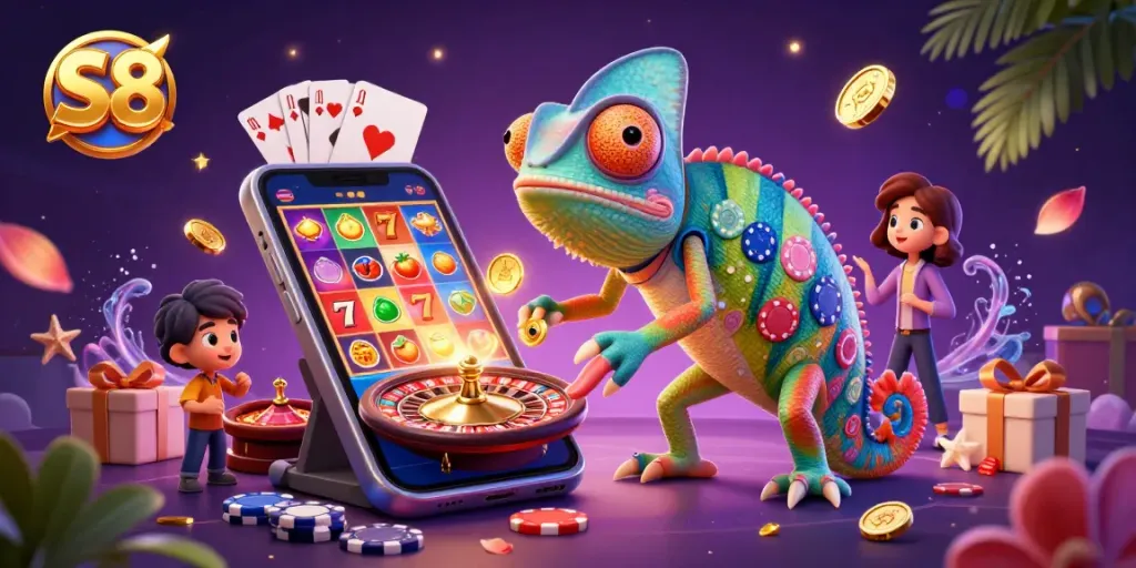 S8 casino owner chameleon game gives thrilling slot experience with colorful graphics.