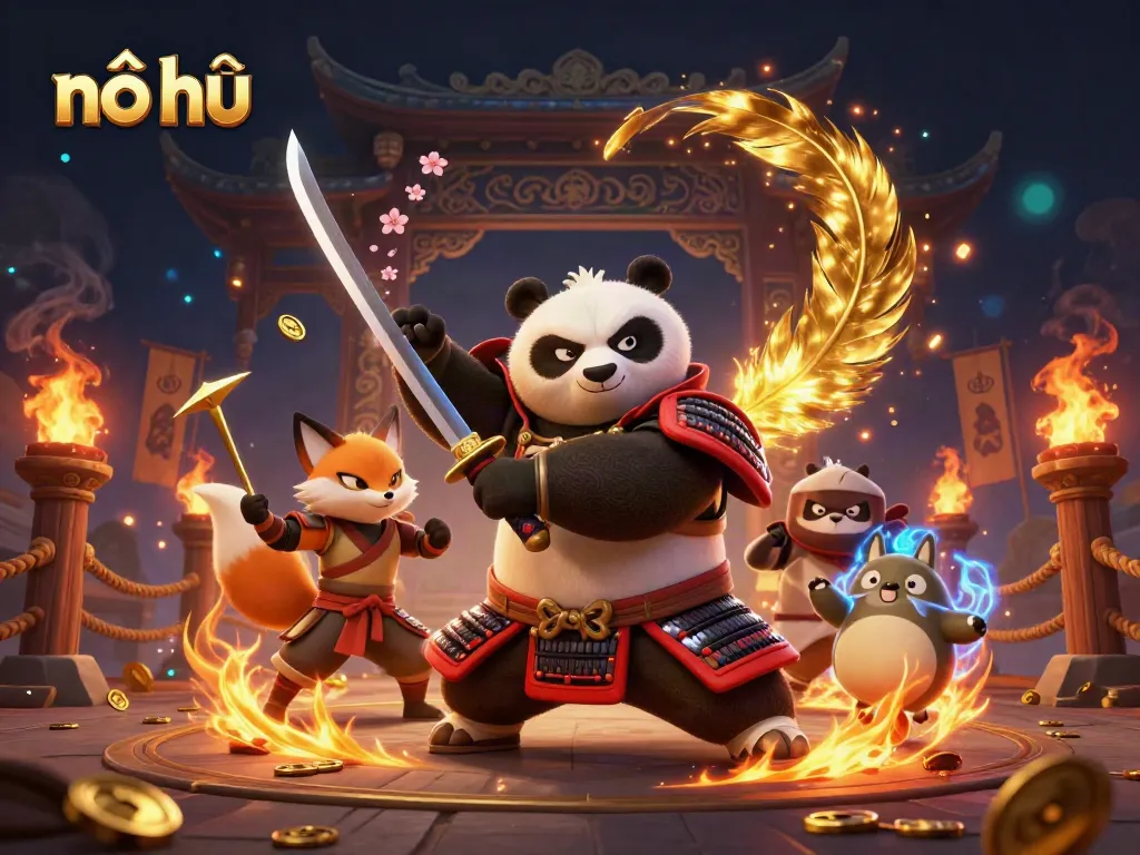 Win big with nổ hũ slot games, featuring dynamic 3D characters and magical elements.