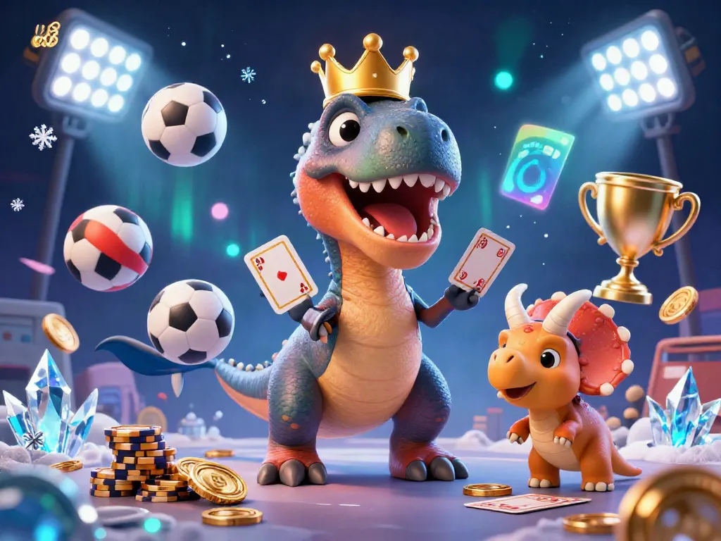 Experience the excitement at uu88 with a T-Rex and friends enjoying casino action and winning chips!