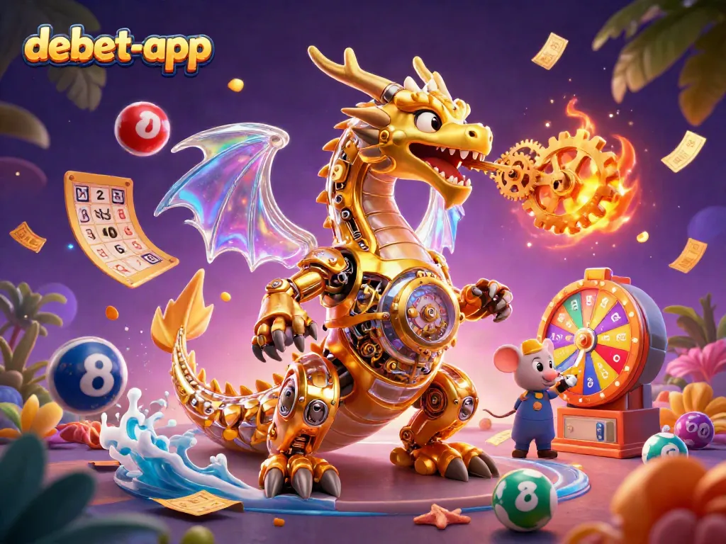 Enhance your experience with debet-app's dynamic fun features, showcasing a colorful lottery theme.