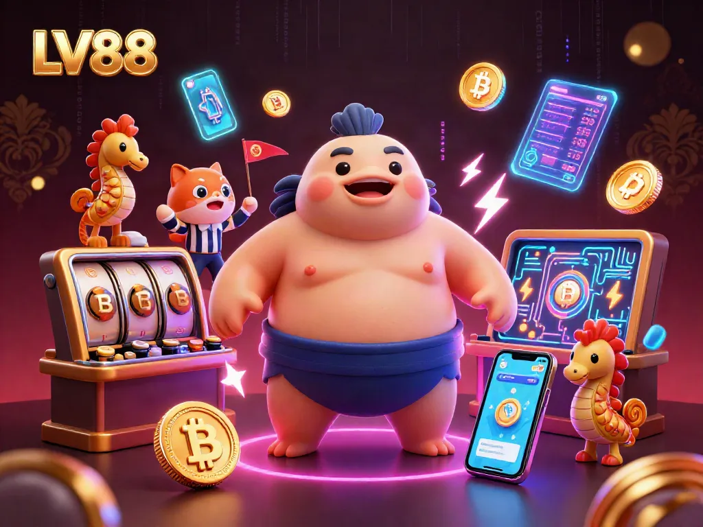 Experience the excitement of LV88 with vibrant gaming elements and a fun underwater scene.