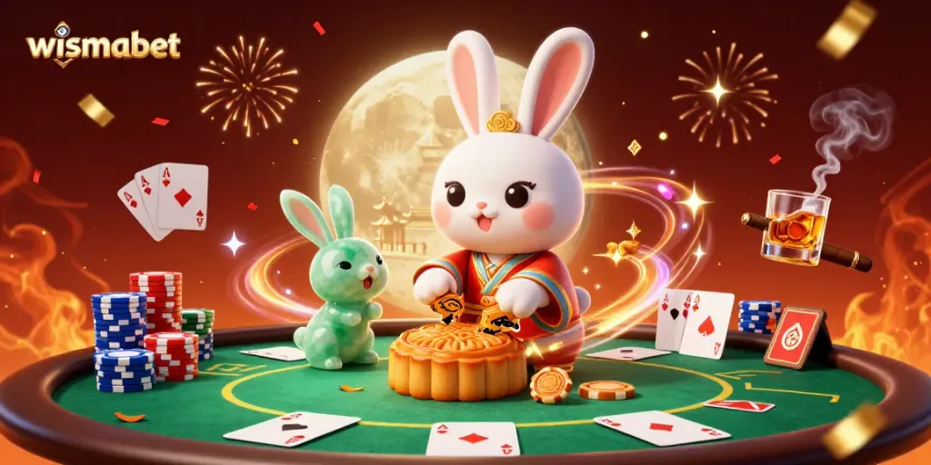 Experience the thrill of Wismabet as the moon rabbit reveals hidden poker chips.
