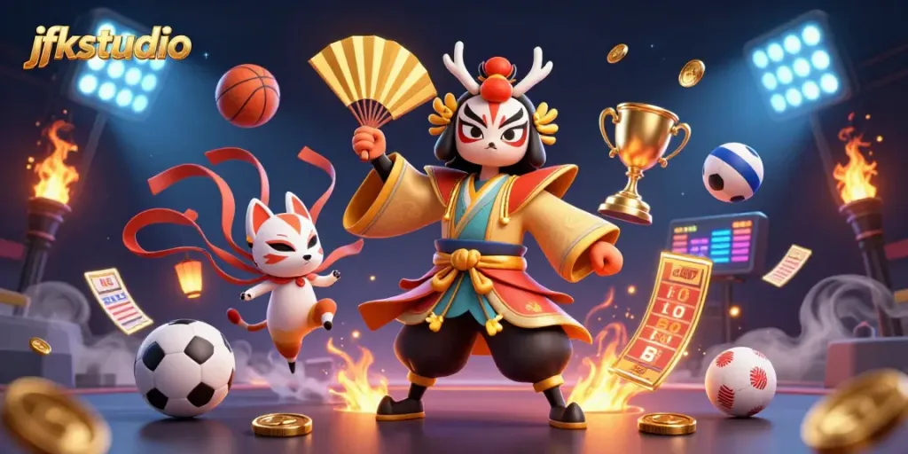 Experience thrilling gameplay at jfkstudio with vibrant 3D casino characters and dynamic sports elements.