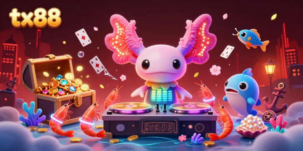 Experience the vibrant atmosphere of tx88 with energetic characters and immersive casino elements.