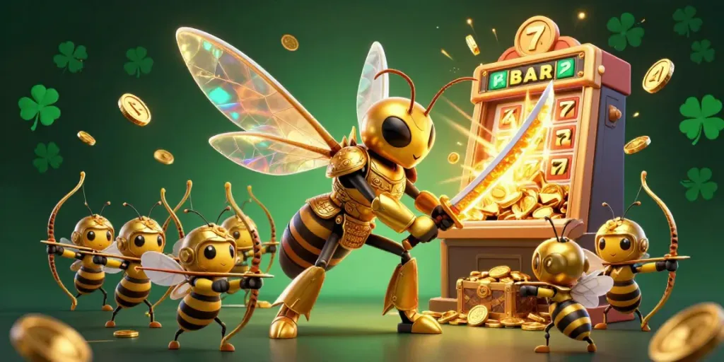 Join the action with 789F’s golden hornet samurai and bee archers amidst a jackpot explosion.