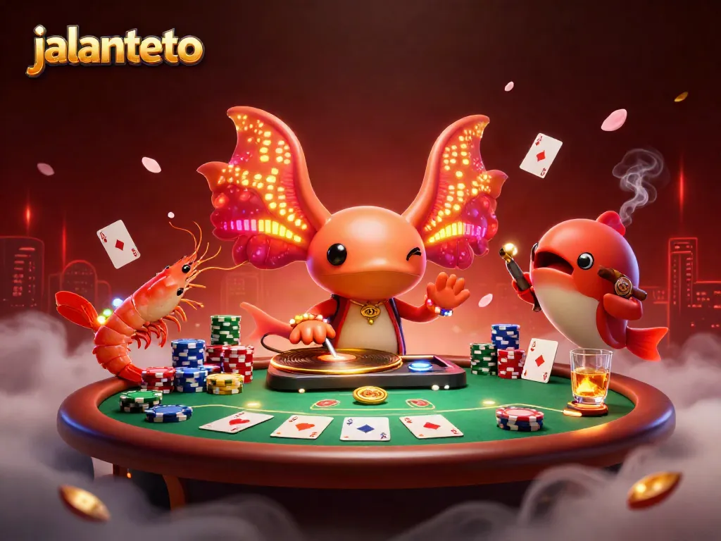 Experience gaming excitement with jalantoto's vibrant underwater casino scene featuring unique characters and visuals.