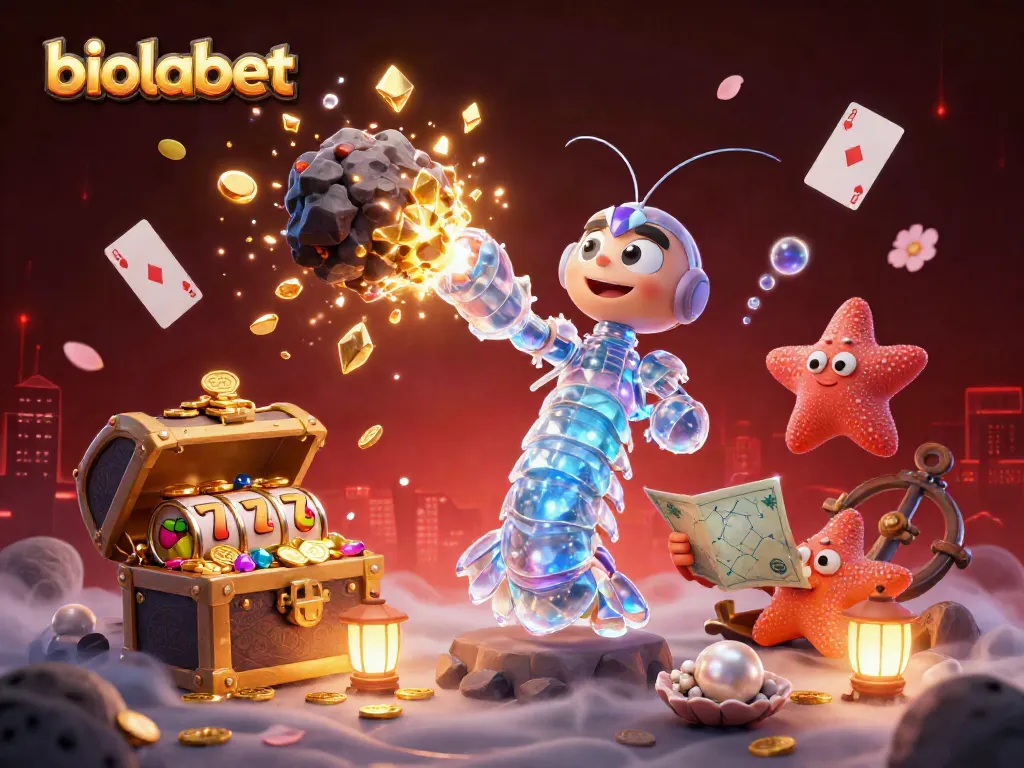 Engage in slot gaming adventures with biolabet in this vibrant casino-themed artwork.