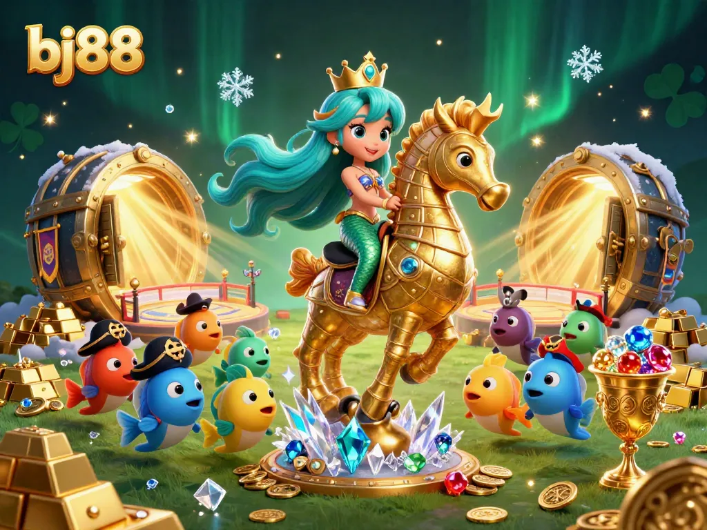 Bettors engage with the thrilling atmosphere of bj88, showcasing a vivid 3D mermaid casino scene.