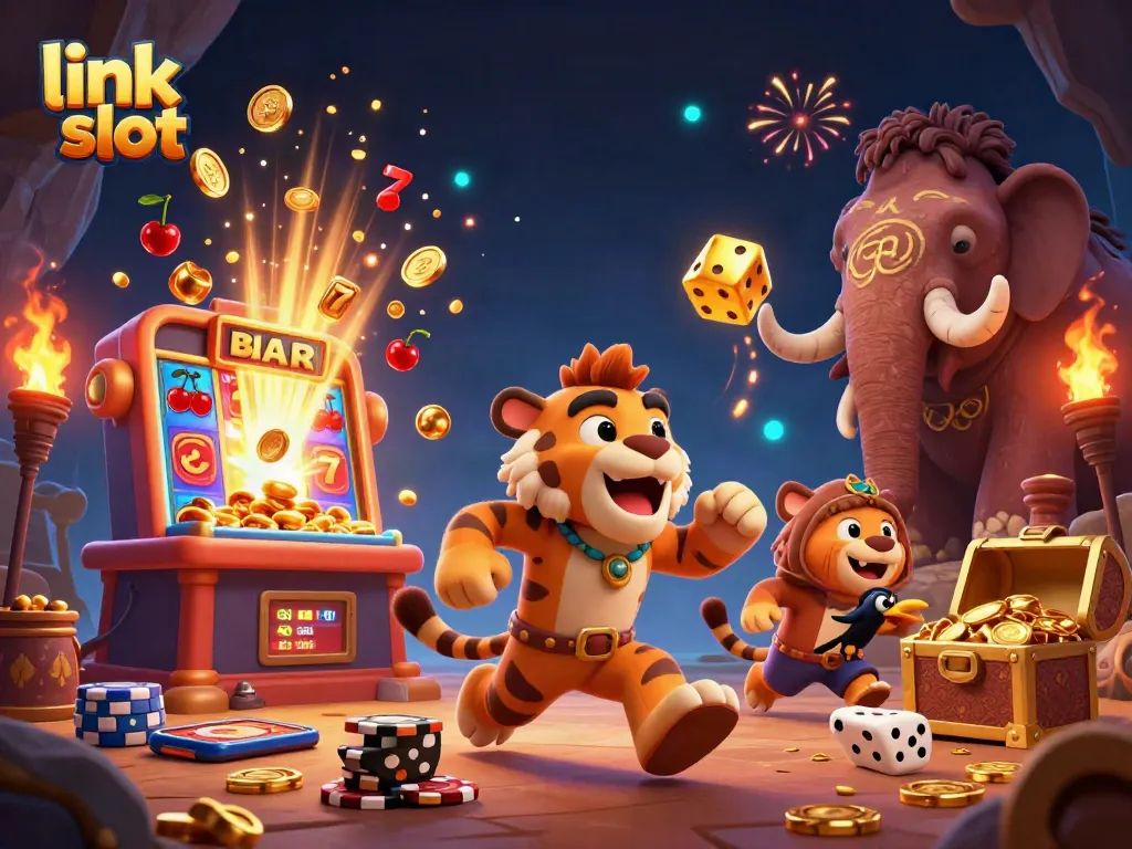 Play link slot with thrilling visuals of casino excitement and jackpot wins.