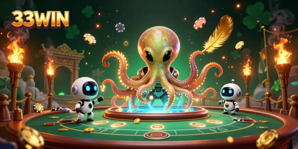 Experience thrilling gameplay with 33WIN's vibrant alien poker scene, displaying epic elements and rich graphics.
