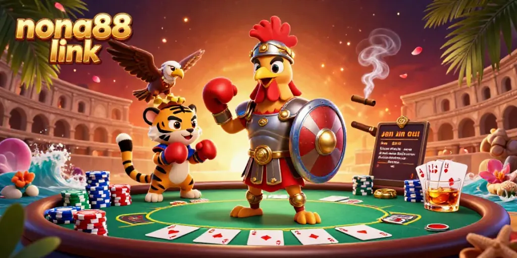 Engage with the captivating world of online gambling in the nona88 link illustrated scene.