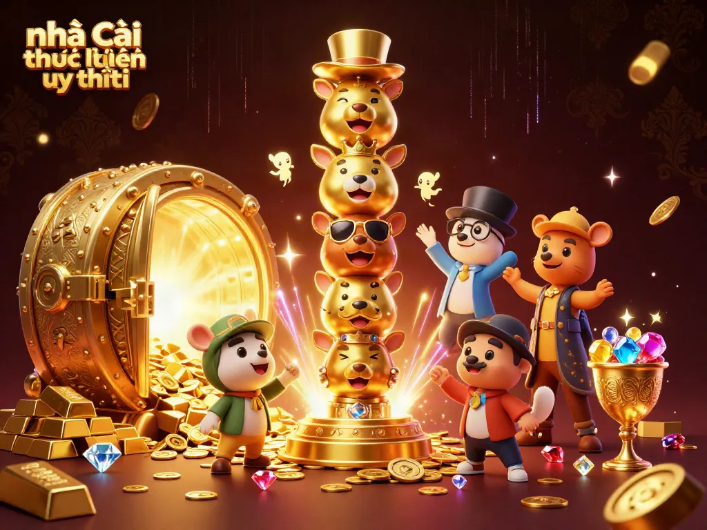 Engaging illustration showcasing nhà cái trực tuyến uy tín with colorful casino character art and dynamic gambling elements.