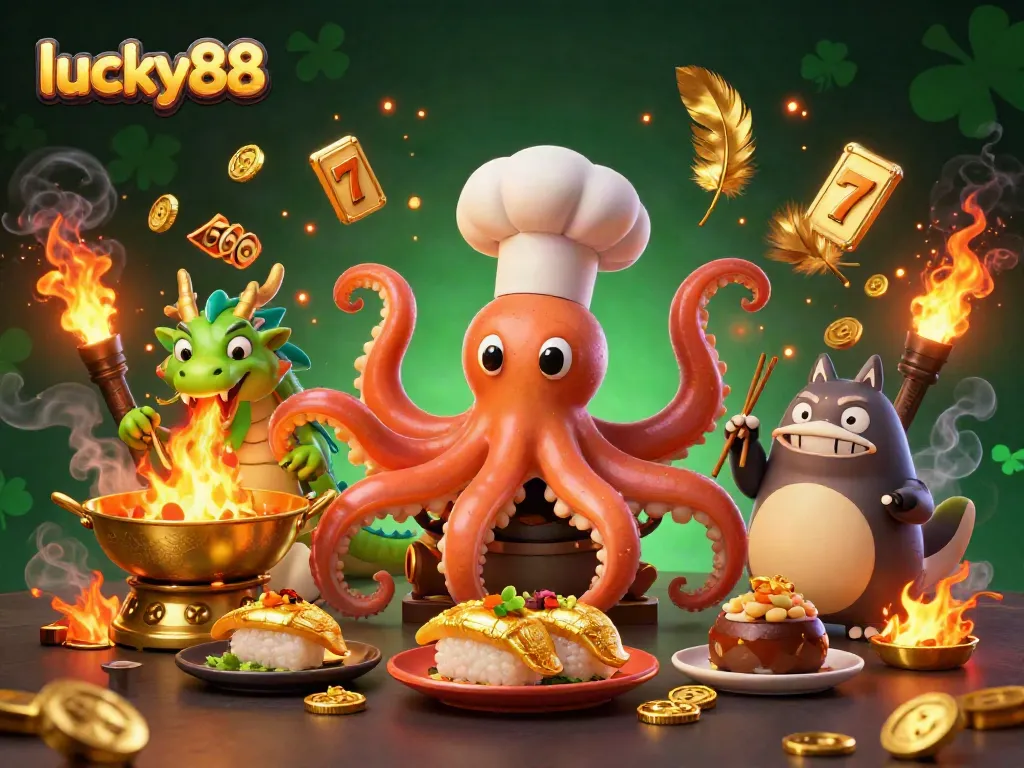 Engage with lucky88 casino as a sushi chef octopus, fire-breathing dragon, and tanuki immerse in gold and game excitement.