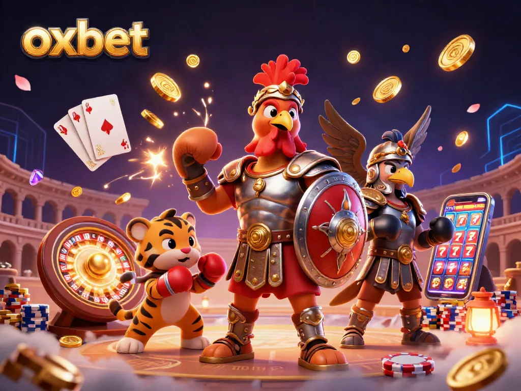 Experience thrilling gameplay at OXBET with 3D animated gladiator and casino elements.