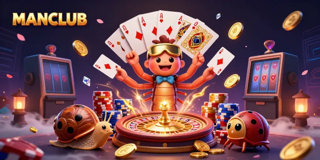 Engage with MANCLUB's vibrant 3D scene of a millipede dealer showcasing dramatic casino action.