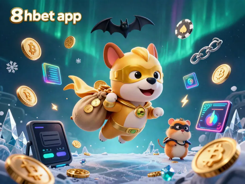 Experience the excitement of betting with the 8xbet app, featuring vibrant characters and casino elements in a dynamic scene.